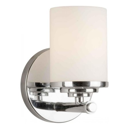 FORTE One Light Chrome Satin Opal Glass Bathroom Sconce 1170608